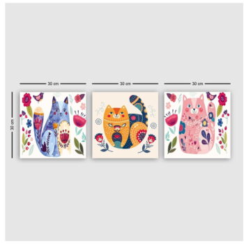 Detské obrázky v súprave 3 ks 30x30 cm Cats – Wallity – Obrázok 3