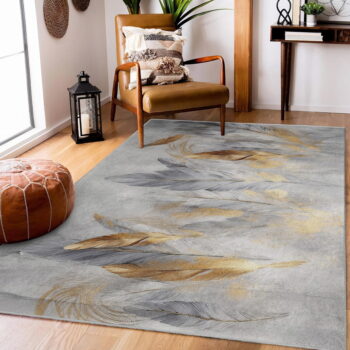 Prateľný koberec v šedej a zlatej farbe 120x180 cm Golden Feathers – Mila Home - Image 6