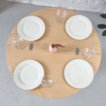 Okrúhly rozkladací jedálenský stôl s doskou v dekore jaseňového dreva 45x90 cm Jubi – Ragaba - Image 9