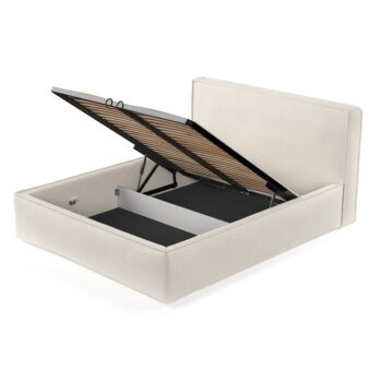 Krémová čalúnená dvojlôžková posteľ s úložným priestorom s roštom 180x200 cm Lounge L – Maison de Rêve – Obrázok 10