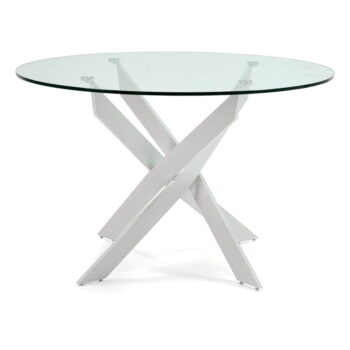 Okrúhly jedálenský stôl so sklenenou doskou 120x120 cm Ruth - Marckeric – Obrázok 2