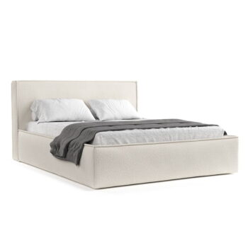 Krémová čalúnená dvojlôžková posteľ s úložným priestorom s roštom 180x200 cm Lounge L – Maison de Rêve – Obrázok 11