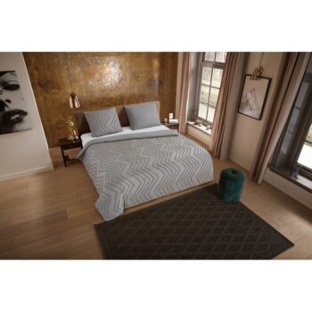 Sivo-hnedé predĺžené obliečky na jednolôžko z mikrovlákna 140x220 cm Pure Zigzag – Good Morning – Obrázok 3