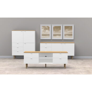 Vysoká komoda v dekore duba v bielo-prírodnej farbe 109x137 cm Skagen – Tenzo – Obrázok 9