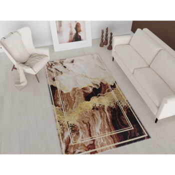 Hnedo-krémový umývateľný koberec behúň 80x200 cm - Vitaus - Image 2