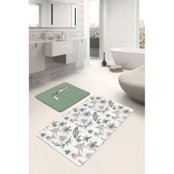 Bielo-zelené kúpeľňové predložky v súprave 2 ks 60x100 cm - Mila Home – Obrázok 2