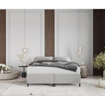 Svetlosivá čalúnená dvojlôžková posteľ s úložným priestorom 140x200 cm Tate – Maison de Rêve - Image 5
