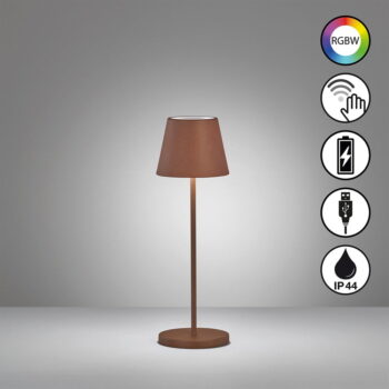Hnedá LED stolová lampa s kovovým tienidlom (výška  34 cm) Cosenza – Fischer & Honsel - Image 3