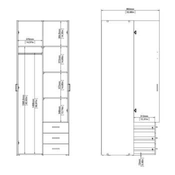 Biela šatníková skriňa 78x200 cm Space – Tvilum - Image 3