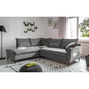 Svetlosivá zamatová rozkladacia rohová pohovka Miuform Stylish Stan L, ľavý roh - Image 3