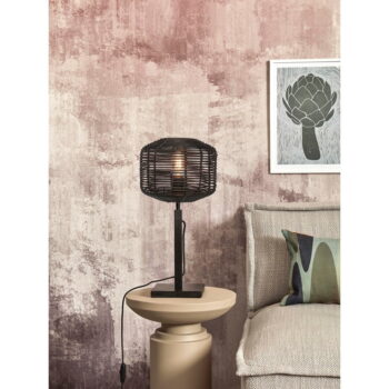 Čierna stolová lampa s ratanovým tienidlom (výška 40 cm) Tanami – Good&Mojo - Image 3