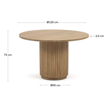Okrúhly jedálenský stôl z mangového dreva v prírodnej farbe ø 120 cm Licia – Kave Home - Image 5