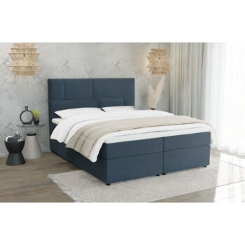 Tmavomodrá boxspring posteľ s úložným priestorom 200x200 cm Lola – Ropez - Image 2