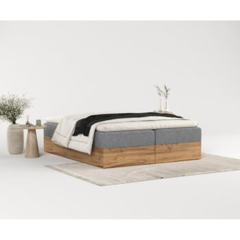 Boxspring posteľ s úložným priestorom v sivo-prírodnej farbe 180x200 cm Faro – Maison de Rêve - Image 9