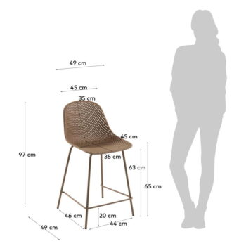 Béžová kovovo-plastová záhradná barová stolička Quinby – Kave Home – Obrázok 4