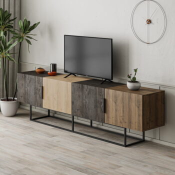 TV stolík v dekore duba v prírodnej farbe 200x55 cm Titan – Marckeric - Image 9