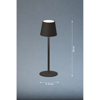 Čierna LED stmievateľná stolová lampa so senzorom pohybu a s kovovým tienidlom (výška 38 cm) Tropea – Fischer & Honsel - Image 4