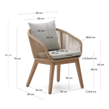 Jedálenská stolička z masívu akácie v béžovo-prírodnej farbe v súprave 2 ks Portalo – Kave Home - Image 9