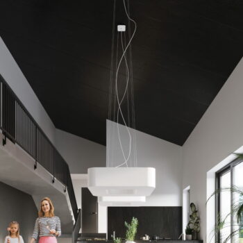 Biele závesné svietidlo so skleneno-textilným tienidlom Piano – Nice Lamps – Obrázok 6