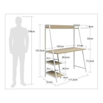 Pracovný stôl nástenný s doskou v dubovom dekore 51x111 cm Bushwick – Novogratz – Obrázok 8