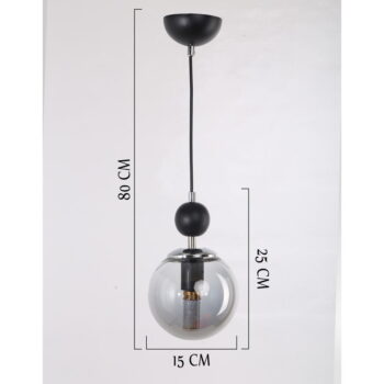 Čierno-sivé závesné svietidlo so skleneným tienidlom ø 15 cm Marble – Squid Lighting - Image 3