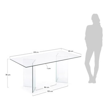 Jedálenský stôl so sklenenou doskou 90x200 cm Burano – Kave Home – Obrázok 3