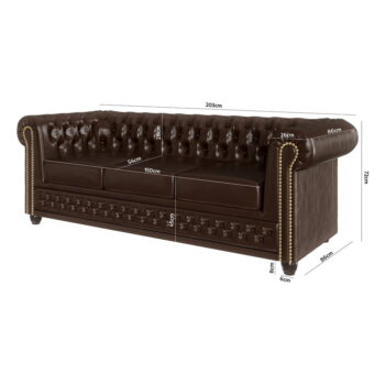 Tmavohnedá rozkladacia pohovka z imitácie kože 203 cm York - Ropez - Image 4