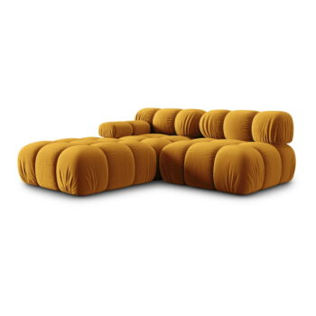 Žltá zamatová pohovka 282 cm Bellis – Micadoni Home - Image 3