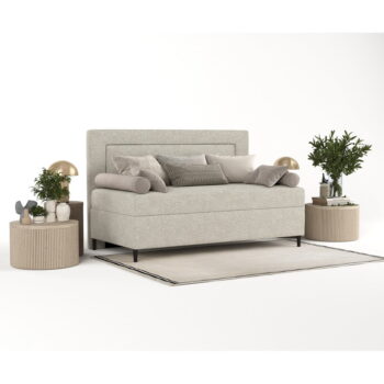 Sivobéžová čalúnená jednolôžková posteľ 100x200 cm Albumy – Maison de Rêve - Image 5