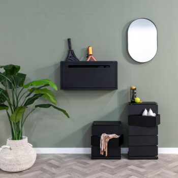 Čierna kovová výklopná závesná skrinka na topánky Sportiva – Spinder Design – Obrázok 11