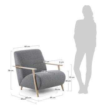 Sivé kreslo Meghan – Kave Home - Image 7
