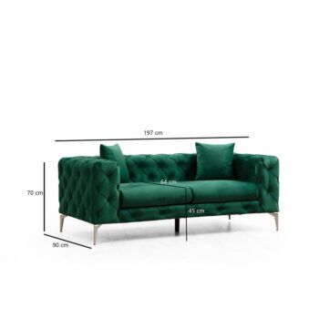 Tmavozelená zamatová pohovka 197 cm Como – Artie - Image 6