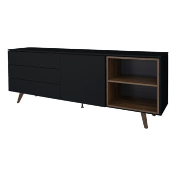 Nízka komoda v dekore orecha v čierno-prírodnej farbe 210x76 cm Plain – Tenzo – Obrázok 3
