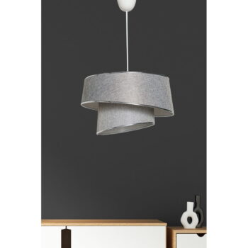 Závesné svietidlo v sivo-striebornej farbe s textilným tienidlom ø 32 cm Barette – Opviq lights - Image 2