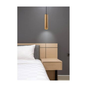 Čierne závesné svietidlo s dreveným tienidlom ø 7 cm Tubo – Candellux Lighting - Image 2