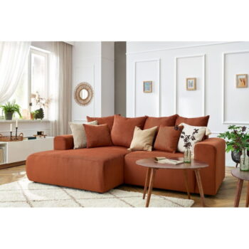 Oranžová zamatová rohová pohovka Enjoy – Bobochic Paris – Obrázok 10