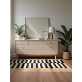 Čierno-biely obojstranný ručne tkaný vlnený koberec 80x150 cm Donna – Hanse Home - Image 3