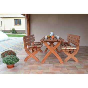 Záhradný jedálenský stôl z borovicového dreva 70x180 cm Strong – Rojaplast - Image 2