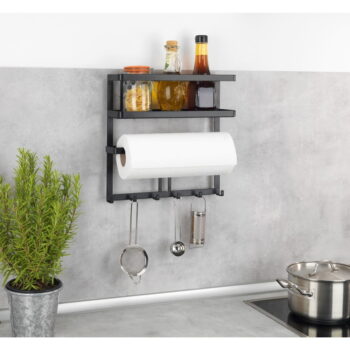 Čierny nástenný kuchynský organizér Wenko Gala – Obrázok 6