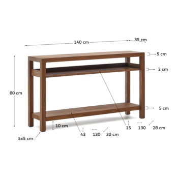 Konzolový stolík z tíkového dreva v prírodnej farbe 35x140 cm Sashi – Kave Home - Image 7