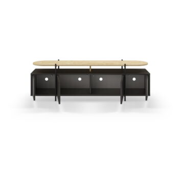 Čierny TV stolík v dekore duba 160x48 cm Hinoa – Marckeric - Image 2