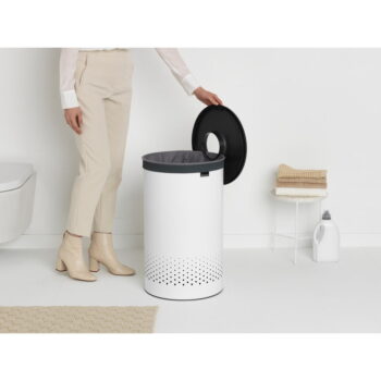 Biely kovový kôš na bielizeň 60 l – Brabantia – Obrázok 4