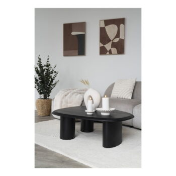 Čierny konferenčný stolík s doskou v dekore jaseňového dreva 78x96 cm Tirano – House Nordic - Image 3