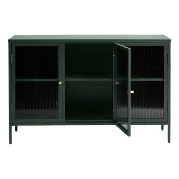 Zelená kovová vitrína Unique Furniture Bronco, výška 85 cm – Obrázok 2