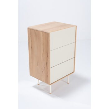 Vysoká komoda z dubového dreva v bielo-prírodnej farbe 60x100 cm Fina – Gazzda – Obrázok 7