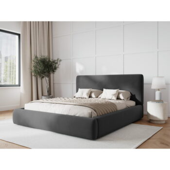 Tmavosivá čalúnená dvojlôžková posteľ s úložným priestorom s roštom 180x200 cm Colonel – Cosmopolitan Design - Image 3