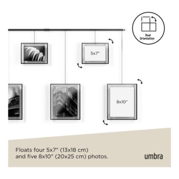 Čierne kovové rámčeky na stenu v súprave 9 ks 223x77,5 cm Exhibit – Umbra - Image 11