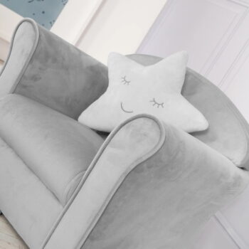 Svetlosivé zamatové detské kresielko Lil Sofa – Roba - Image 4