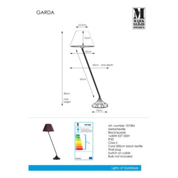 Čierno-fialová stolová lampa Markslöjd Garda - Image 3