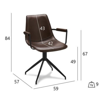 Tmavohnedé otočné jedálenské stoličky v súprave 2 ks Isabel – Furnhouse - Image 8